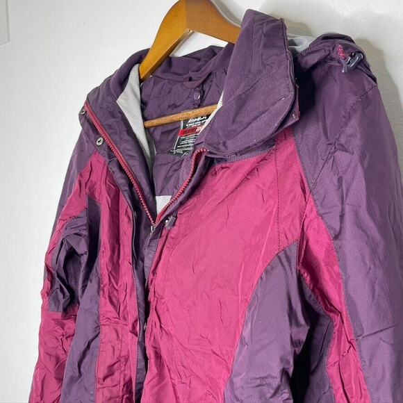 Eddie Bauer Purple Weather Edge W/ Detachable Hood Rain Coat Jacket Size S Women - Picture 2 of 7